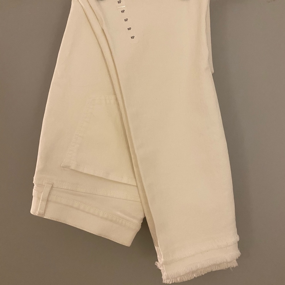 Loft White Layered Fringe Jeans